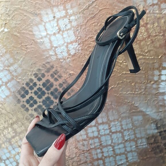 Zara 100% Leather Black Strappy Women's Sandals - Picture 5 of 16